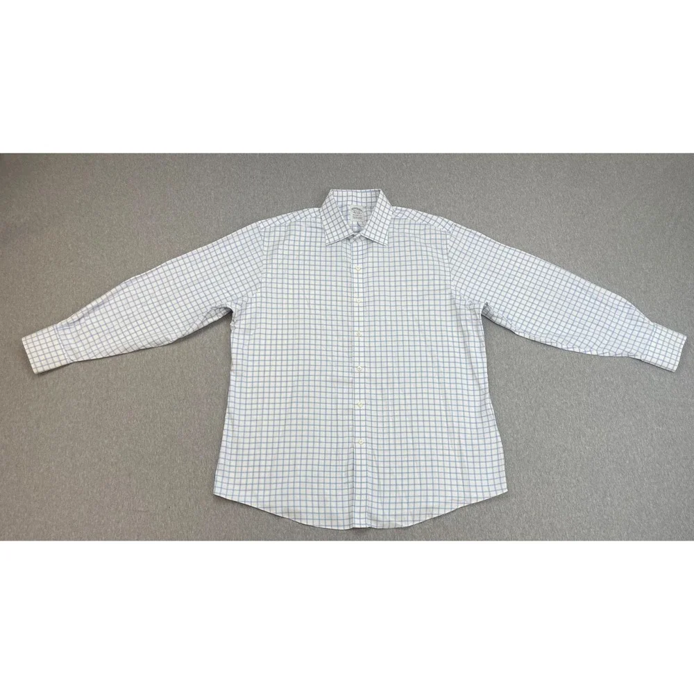 Brooks Brothers Shirt Mens 16.5-33 Check 100% Supima Cotton Regent Fit Button Up
